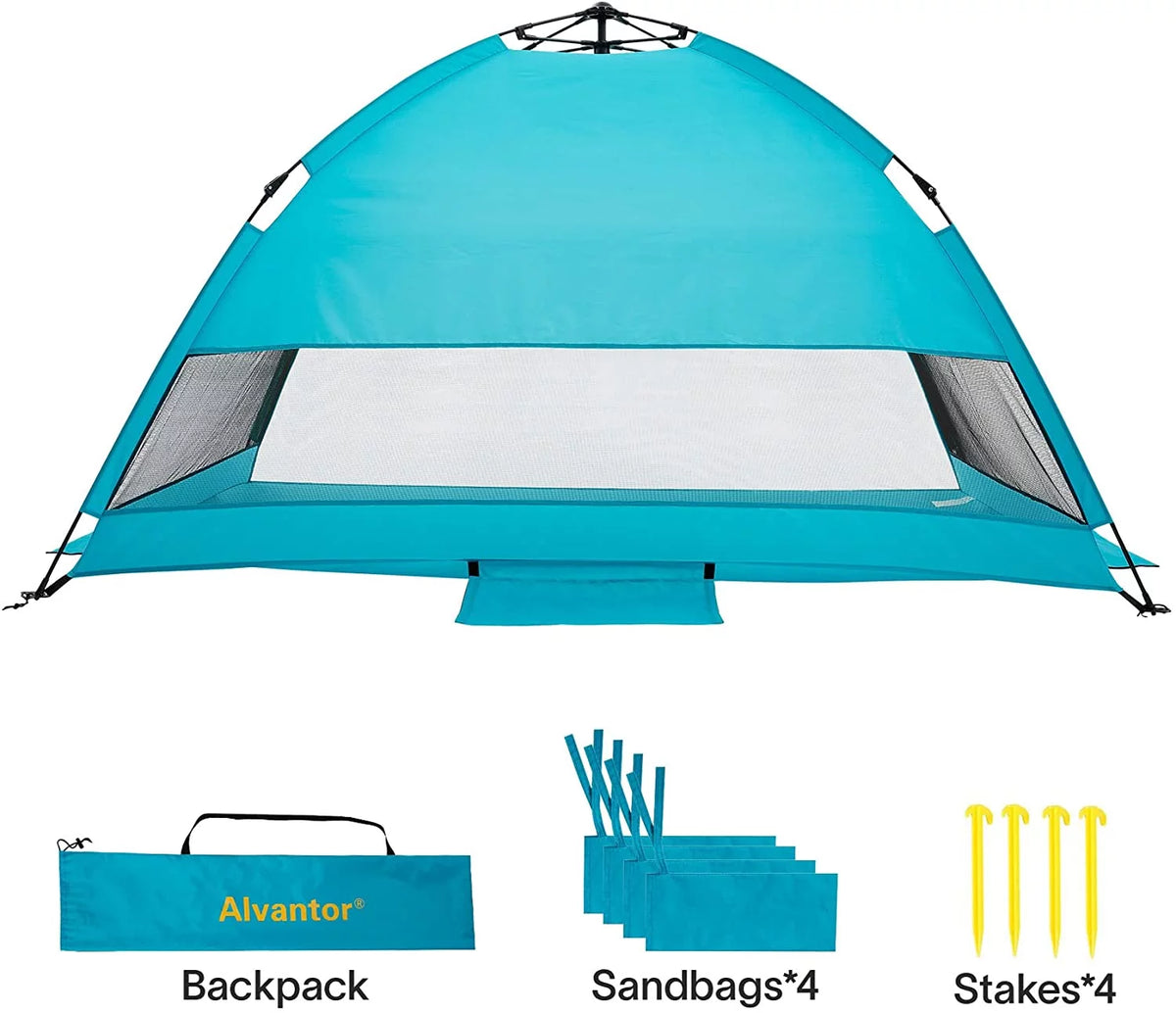 Beach Umbrella Tent Automatic Pop Up Sun Shelter UPF 50+ Canopy F3769