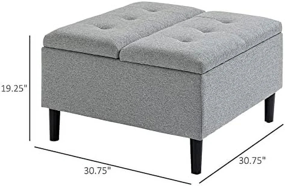30" Square Upholstered Ottoman with Lift Top F36707