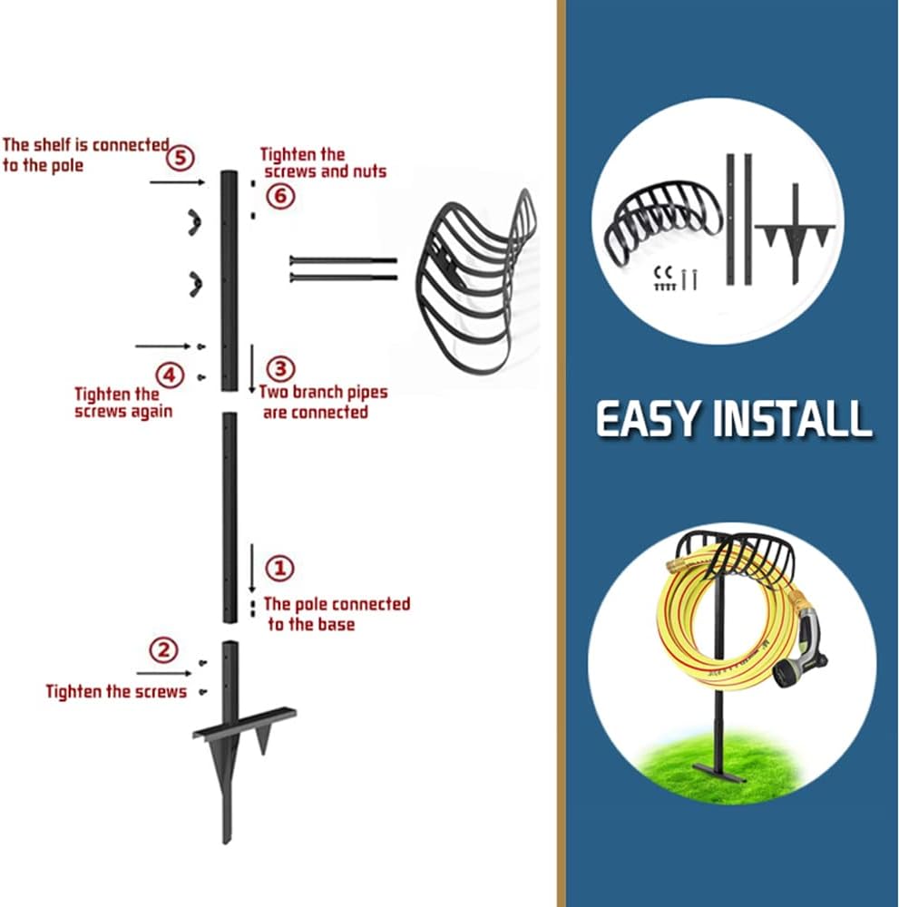 Black Pack of 2 Freestanding Hose Holder Stand Rack J50063
