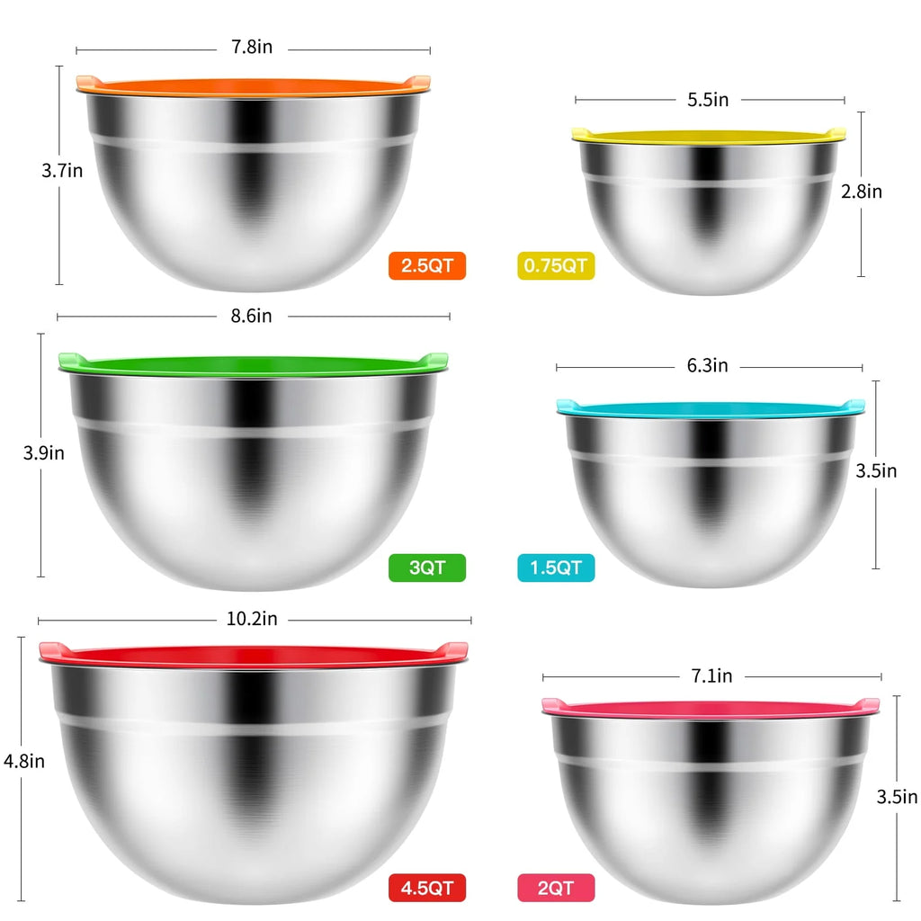 Stainless Steel Mixing Bowls Set with Lids 7 Pc T27449