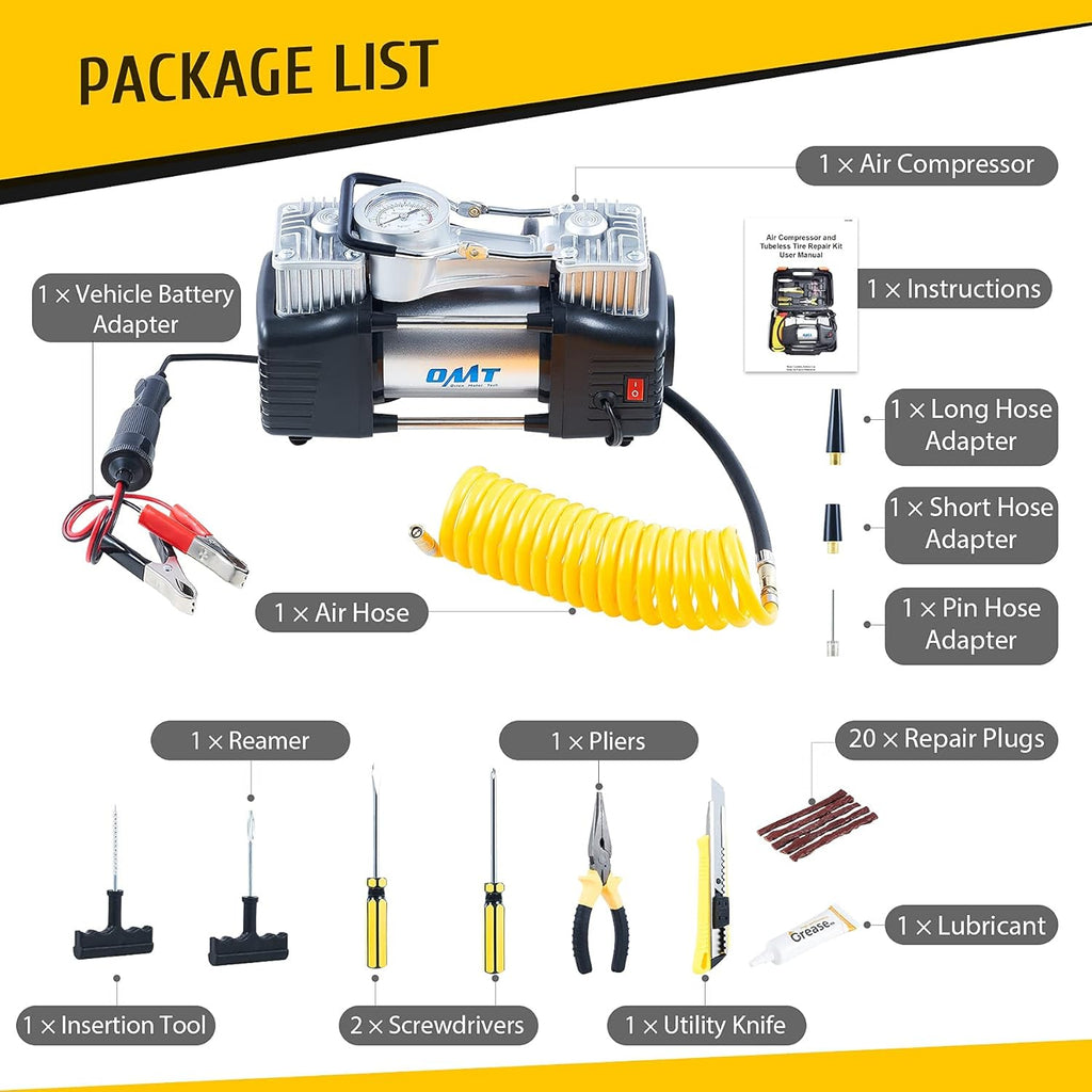30pc Tire Repair Kit with 12V 150psi Air Compressor E41994