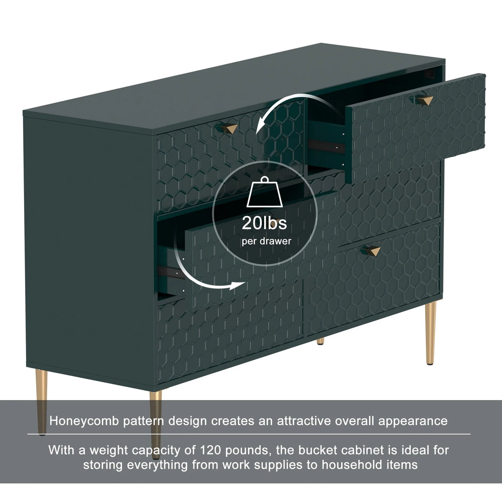 Green 6-Drawer Wood Dresser F54523