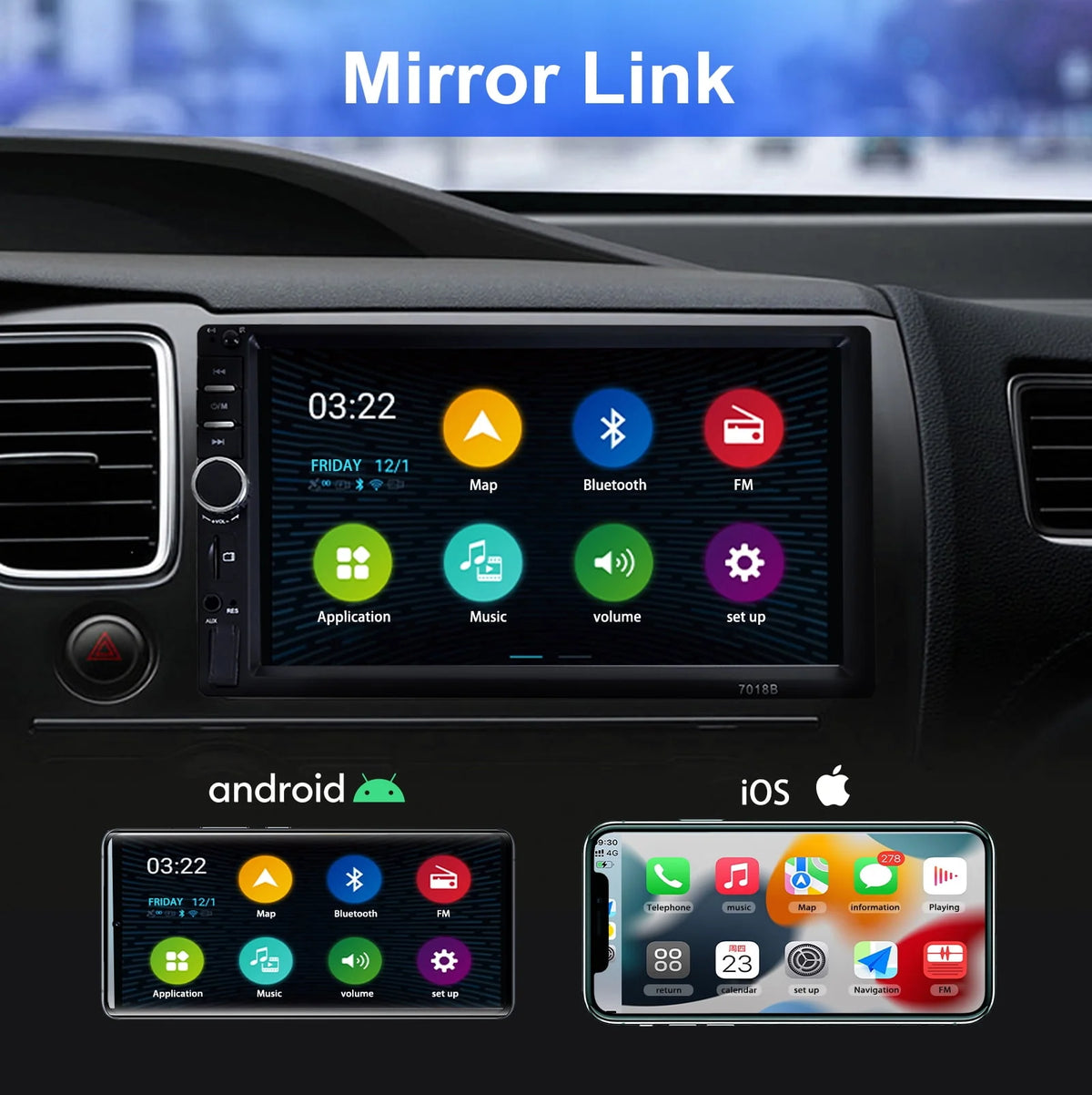 Double DIN Car Stereo with 4 LED Rearview Camera N846964