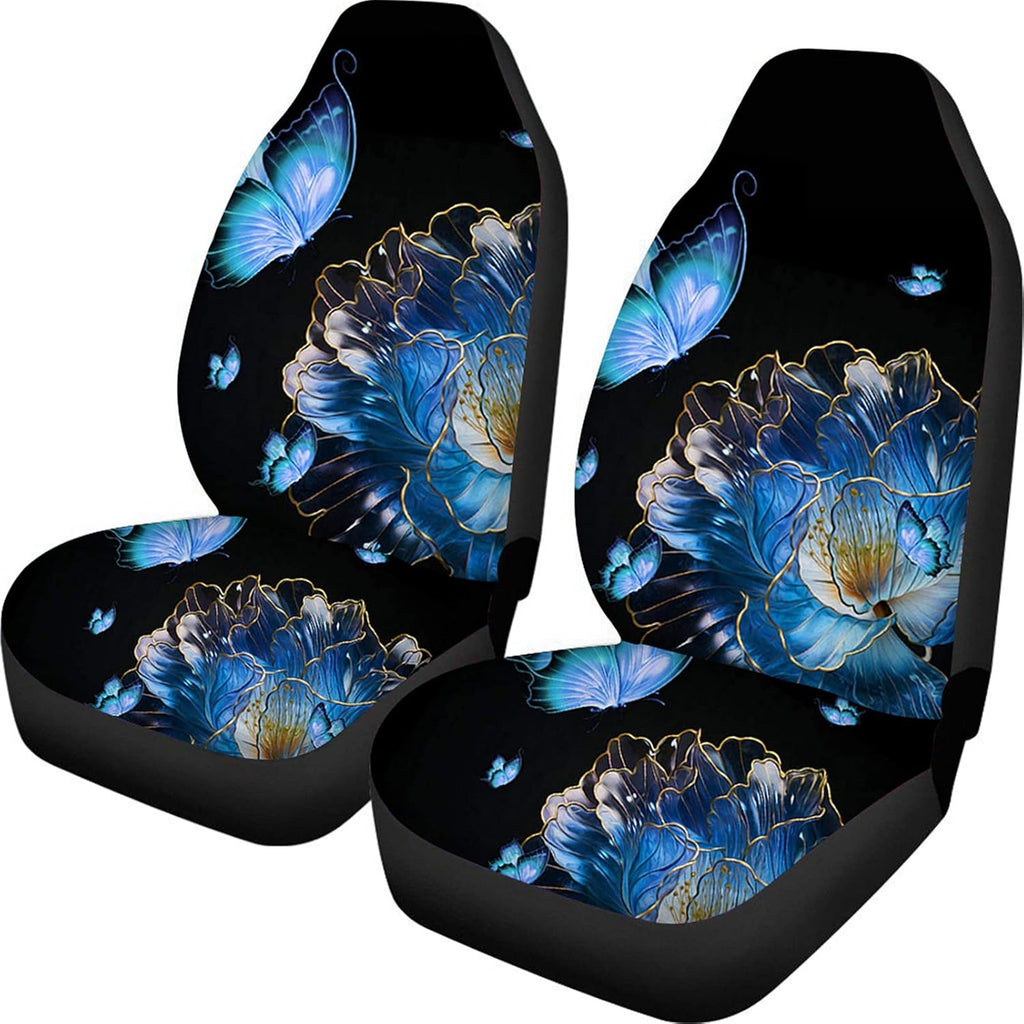 Non Slip Neoprene Front Seat Covers Set of 2 Black White Universal Size V88077