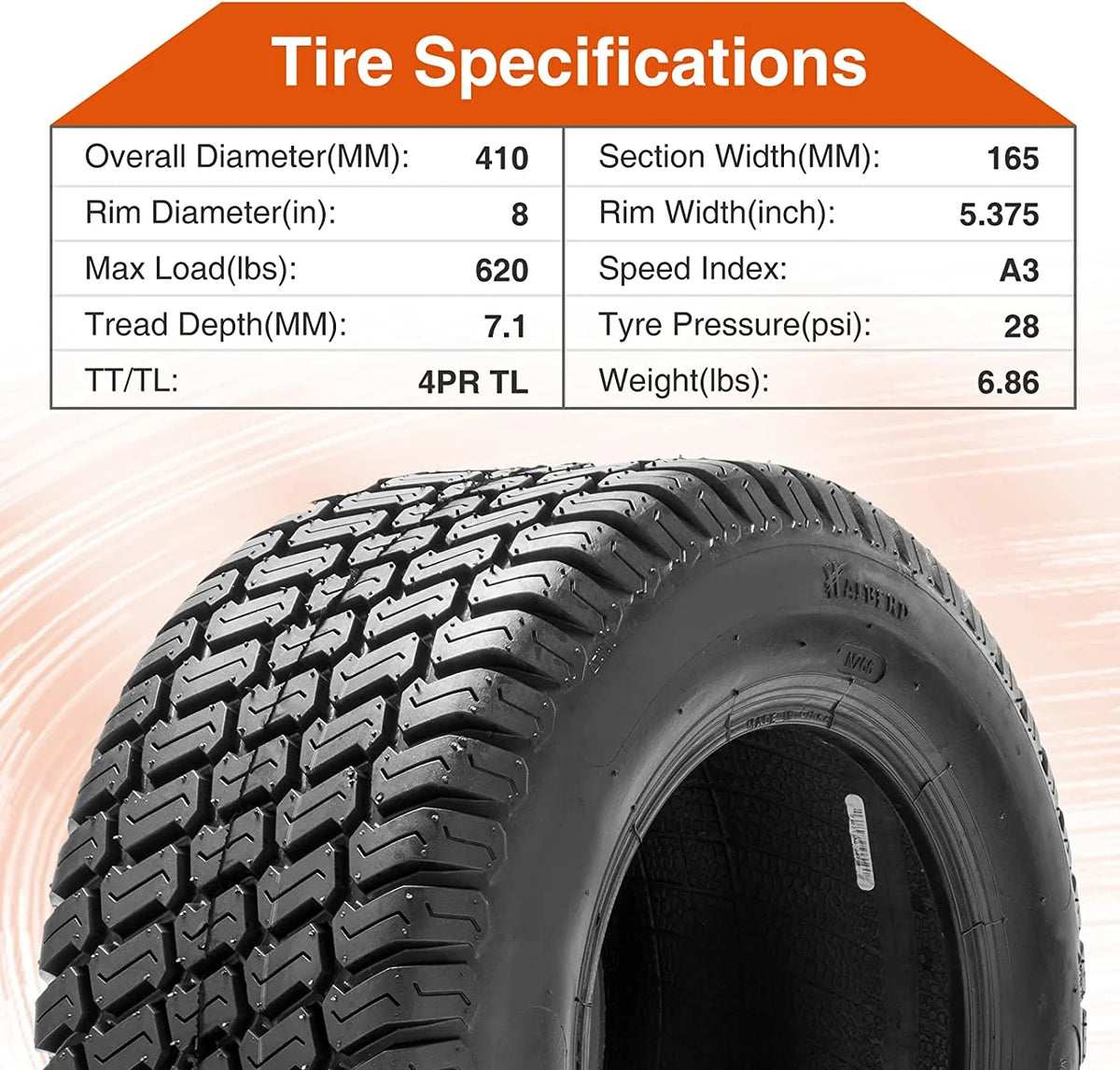 2 Pack 16x6.50-8 Lawn & Garden Tire 4PR B8396