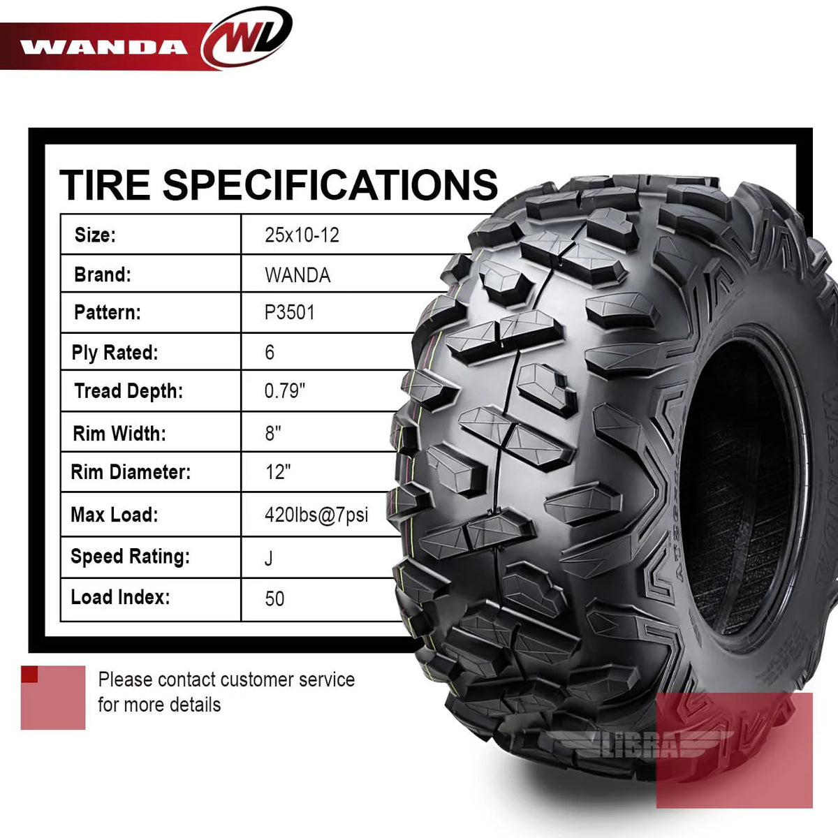 25X10-12 6PR ATV/UTV Tires Set 2 F1261