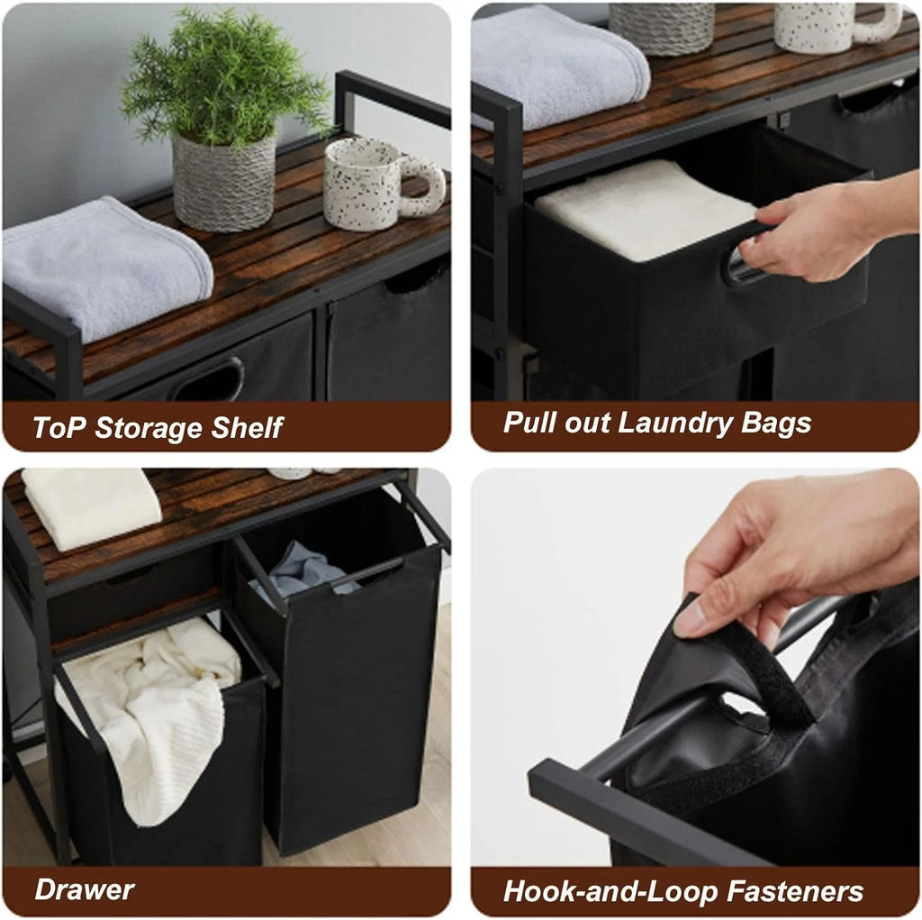 Laundry Basket with Drawer and 2 Sorter Bags F6519