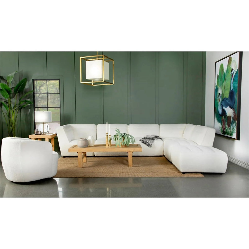 White 6-Piece Faux Leather Sectional W40503