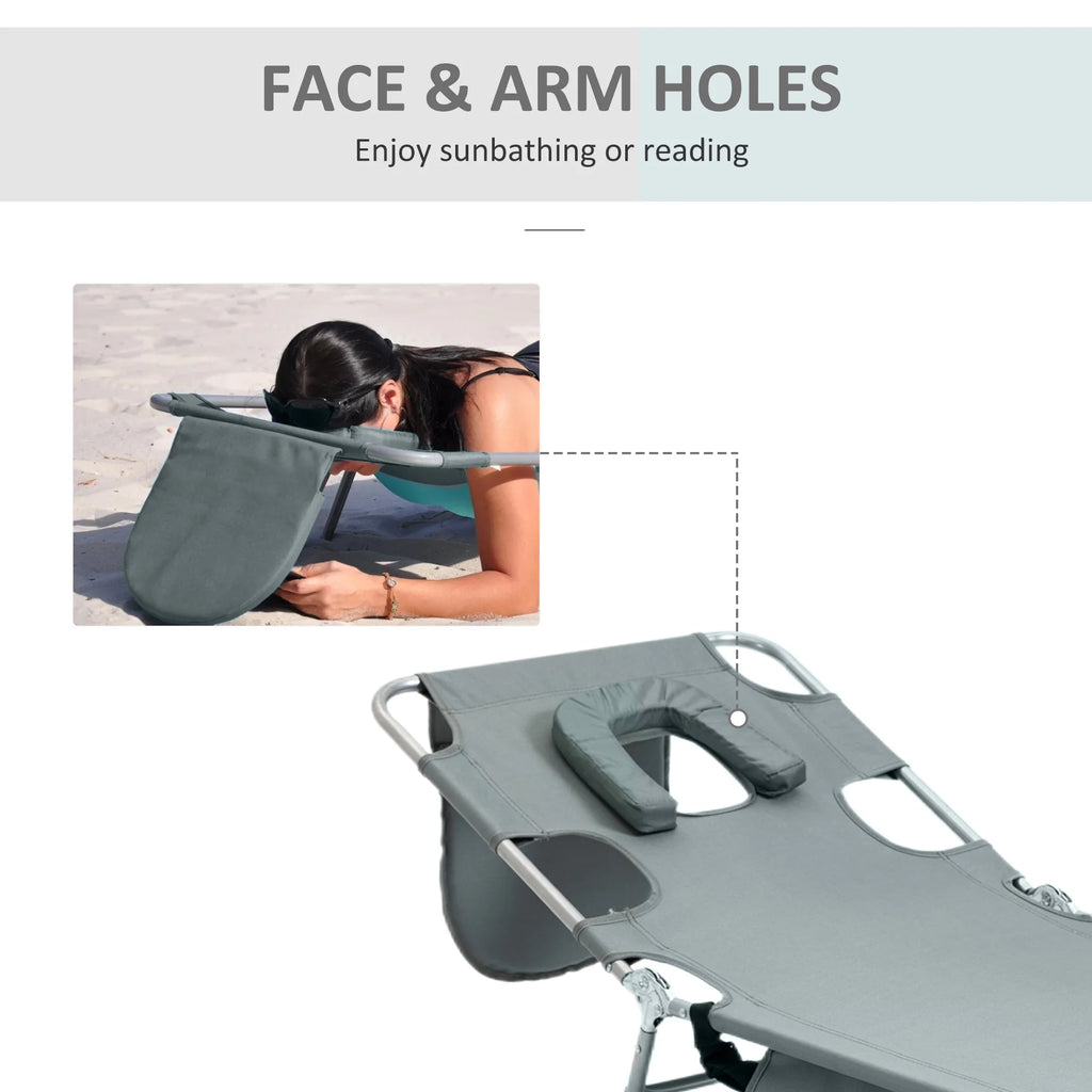 Folding Outdoor Lounge with Face Hole, Gray A76618