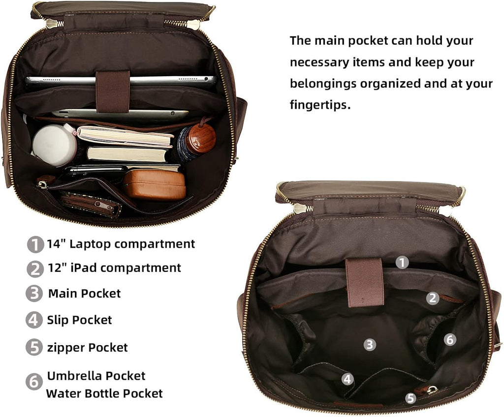 Genuine Leather Laptop Backpack O980
