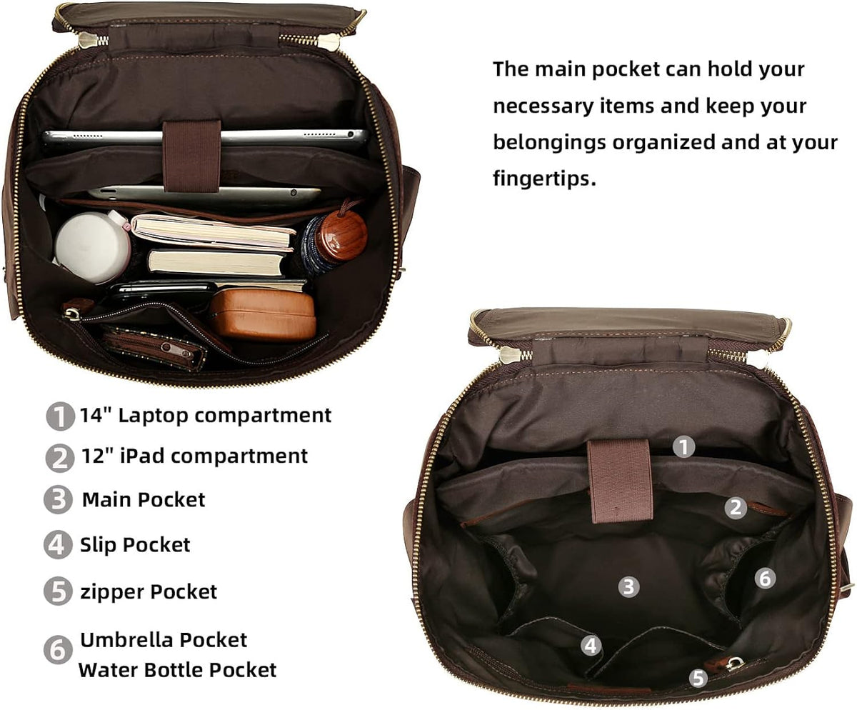 Genuine Leather Laptop Backpack O980