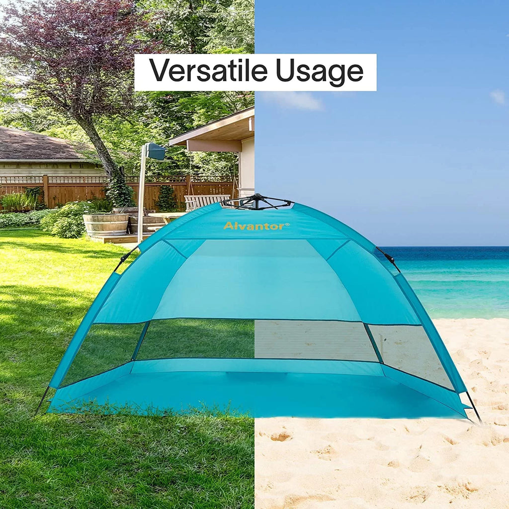 Beach Umbrella Tent Automatic Pop Up Sun Shelter UPF 50+ Canopy F3769