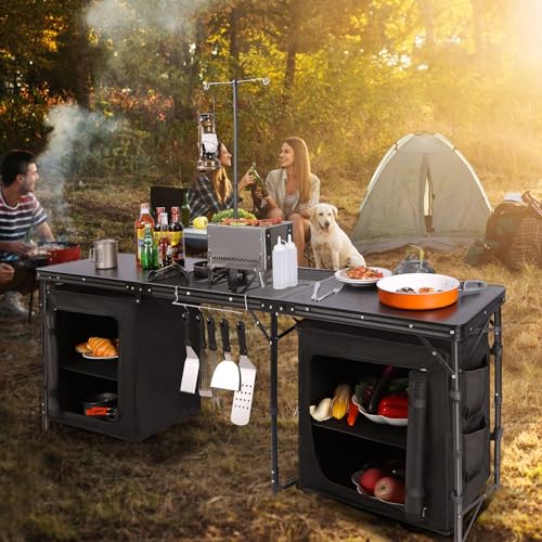 Lightweight Portable Camping Kitchen Table with Sink U395