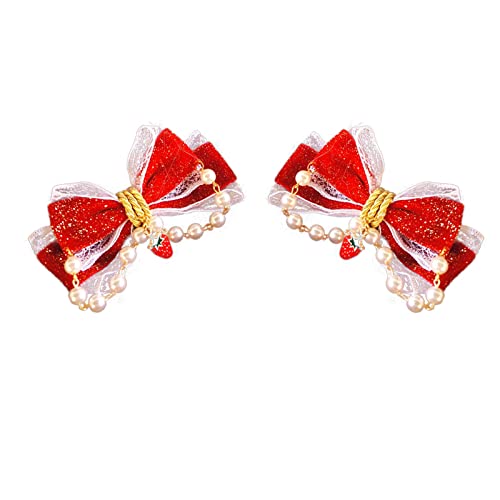 Red Velvet Bow Hair Clips D4973