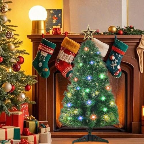 24" Tabletop Artificial Christmas Tree with Ornaments & LED String Lights G4165