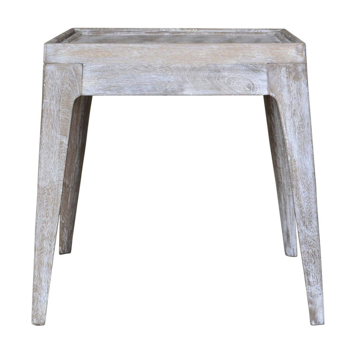 White and Brown Distressed Finish Side Table R525461