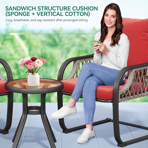 7 Pieces PE Rattan Wicker Patio Furniture Set with Table and Cushions D1347