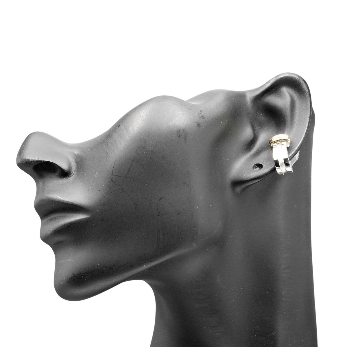 Grooved Earrings Silver 925 Yellow Gold V890017