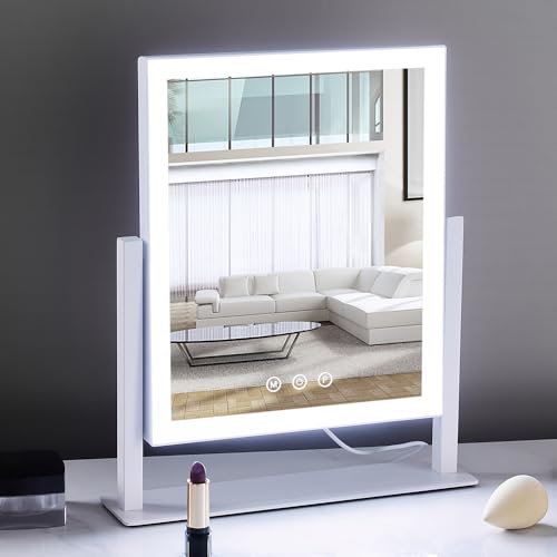 Lighted Makeup Mirror with 5X Magnification, 17.3in White T75916