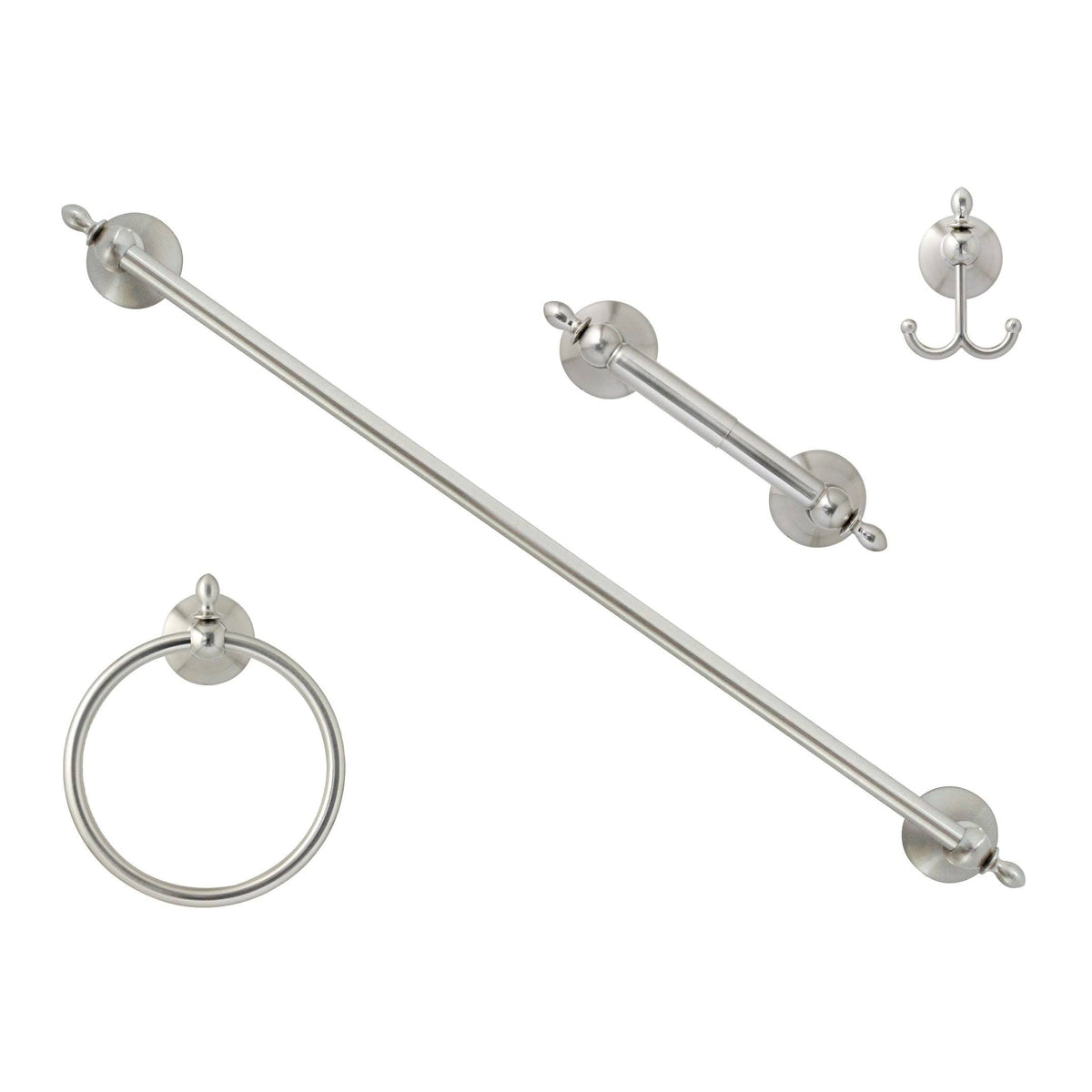 4-Piece Bathroom Accessories Set in Satin Nickel D38371