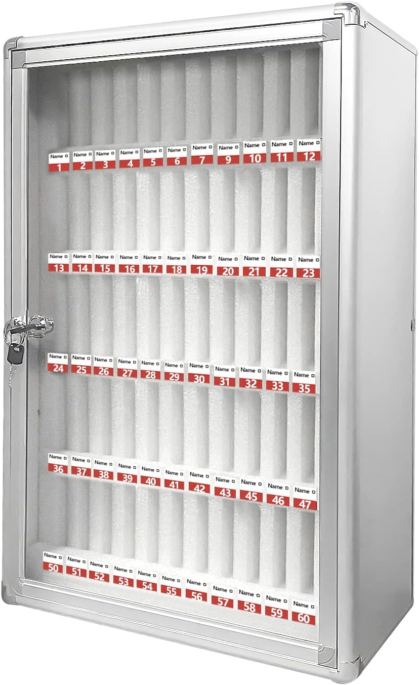 60 Slots Aluminum Alloy Cell Phones Storage Cabinet with Lock O13751