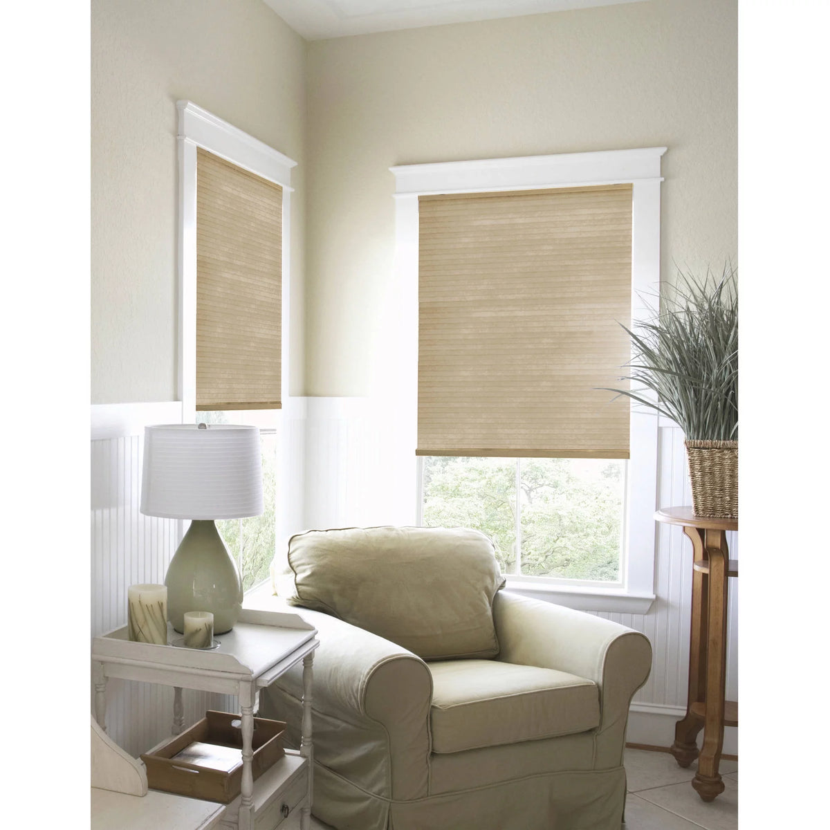 Brown Cordless Light Filtering Polyester Honeycomb Window Shades Y11210