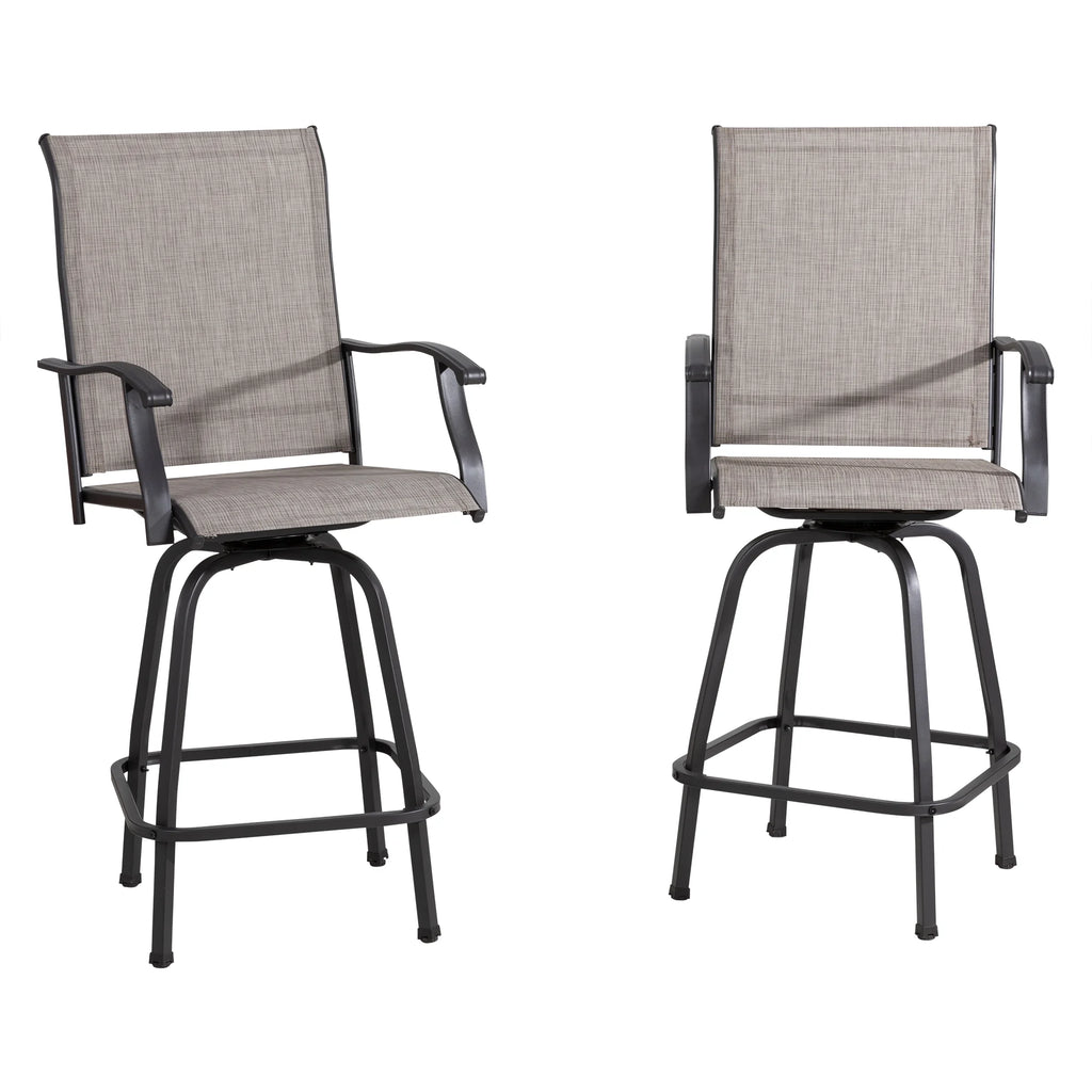 2 Piece High Back Textile Patio Swivel Bar Stools I424672