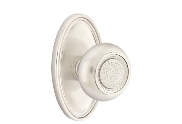 Satin Nickel Passage Knob with Oval Rose M449