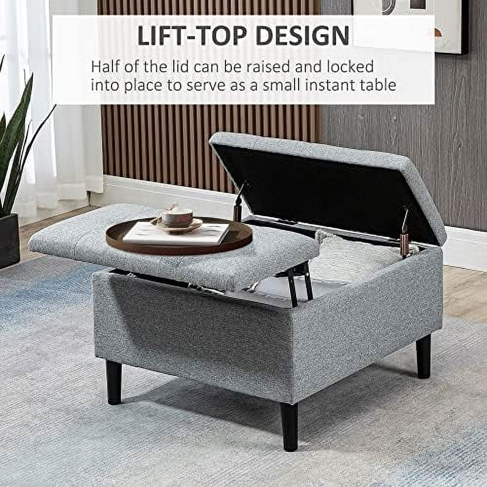 30" Square Upholstered Ottoman with Lift Top F36707