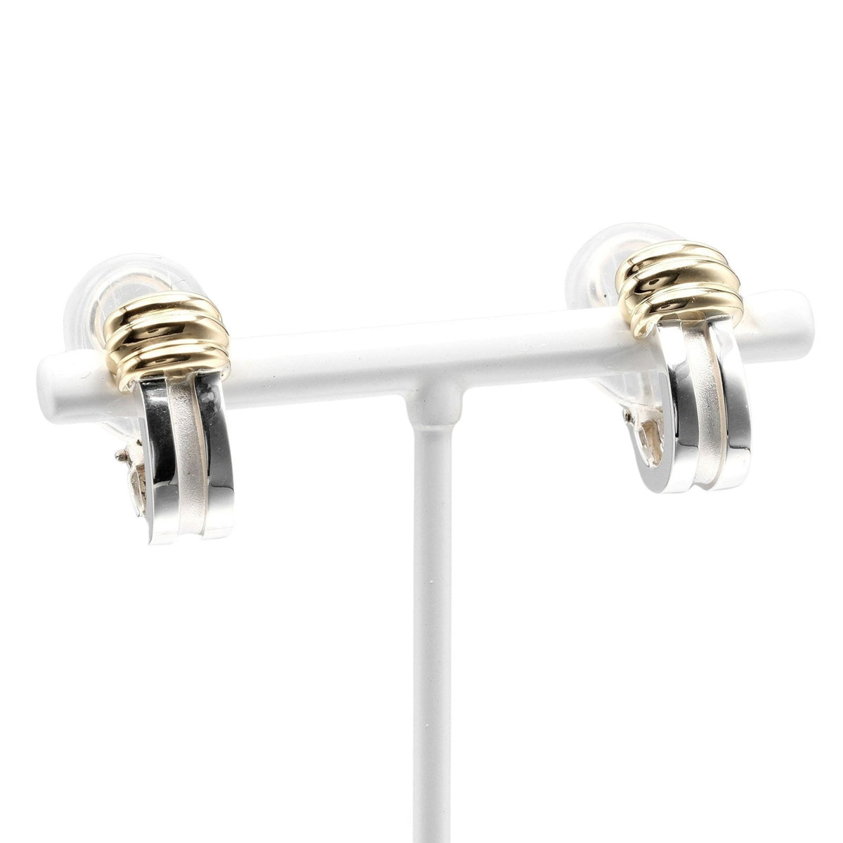 Grooved Earrings Silver 925 Yellow Gold V890017