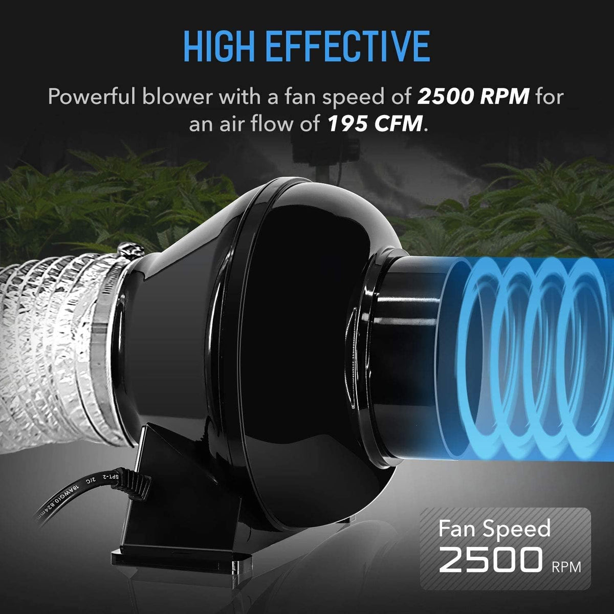 4 Inch 195 CFM Inline Fan, Carbon Filter, 8 Feet Flexible Ducting, Pack of 2 I726
