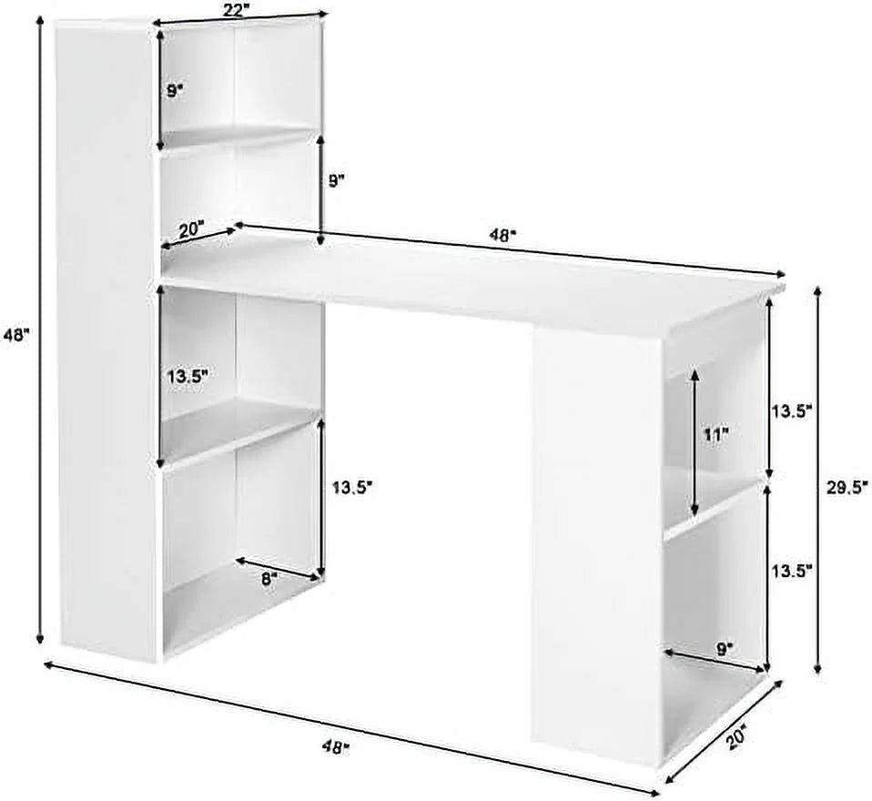 Black Computer Desk with Bookcase and CPU Stand S996
