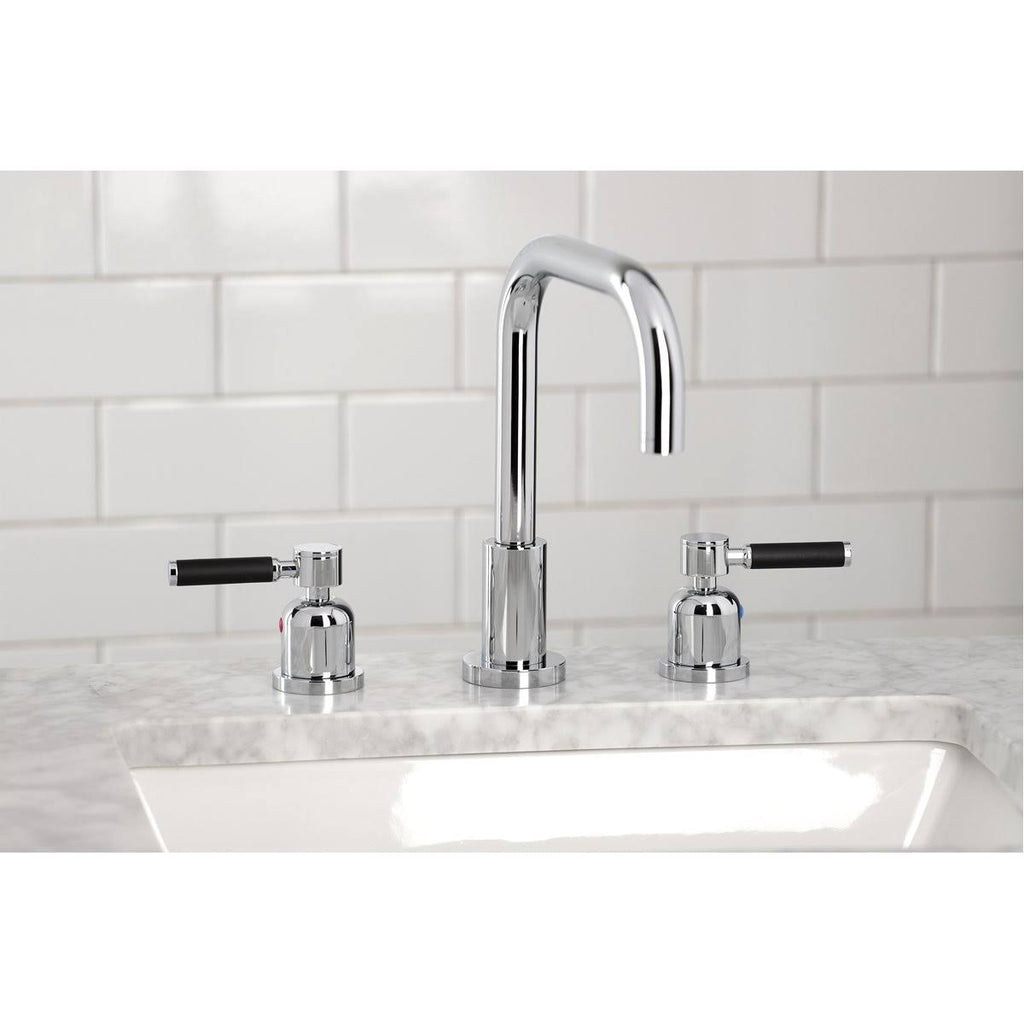 Polished Chrome Widespread Bathroom Faucet with Brass Pop-Up U3902