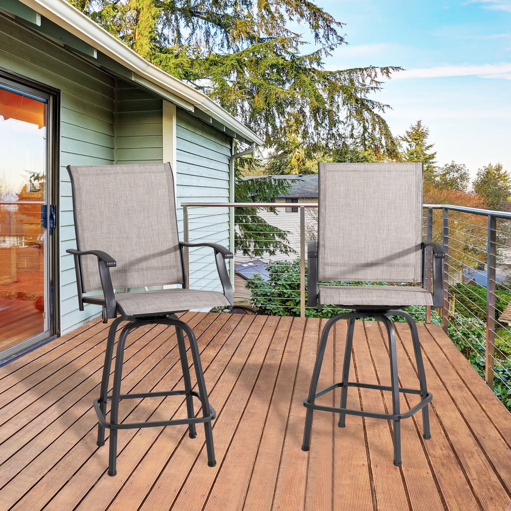 2 Piece High Back Textile Patio Swivel Bar Stools I424672