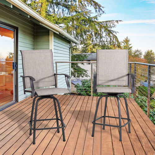 2 Piece High Back Textile Patio Swivel Bar Stools I424672