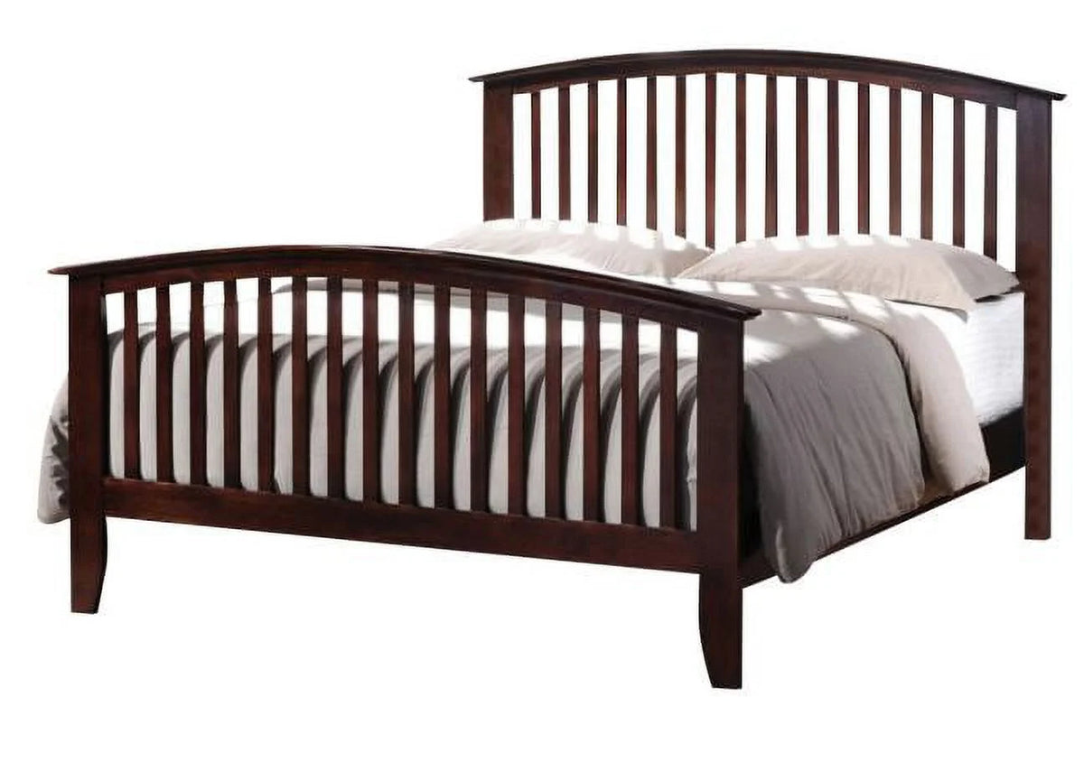 Solid Wood Full Size Bed Headboard And Footboard Brown Finish G19600