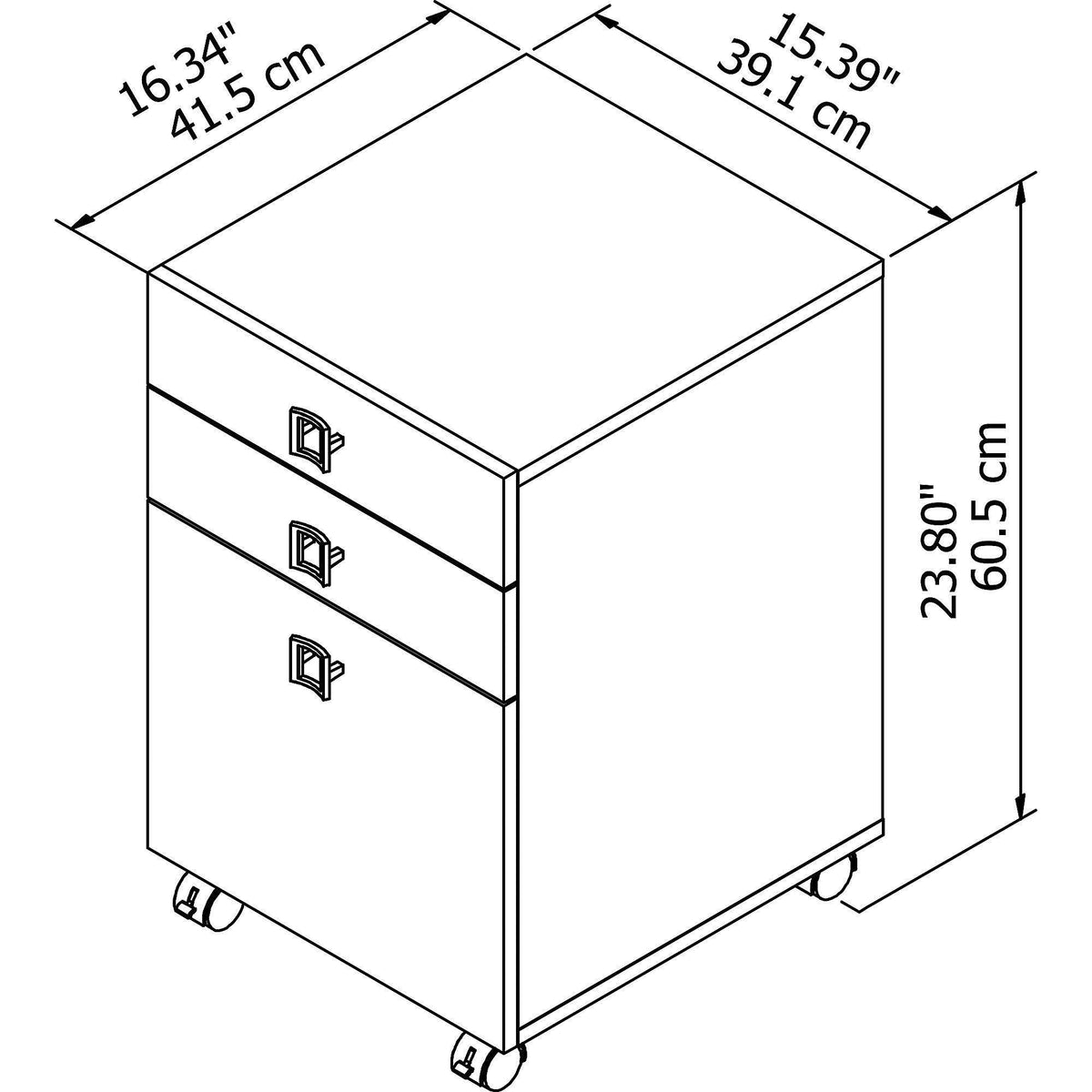 3 Drawer Mobile File Cabinet, Gray Sand D891