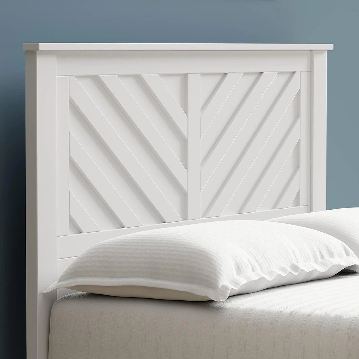 White Wood Panel Full Size Headboard J6849