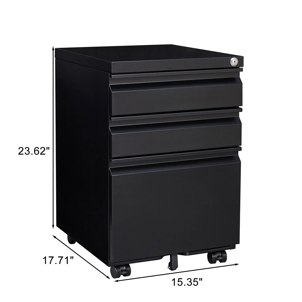 3 Drawer Black Metal File Cabinet with Lock H5762