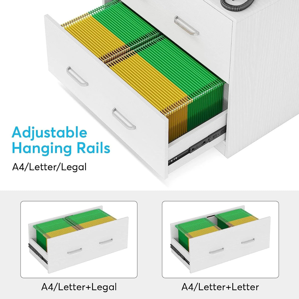 White 2-Drawer Wood File Cabinet with Lock J5895