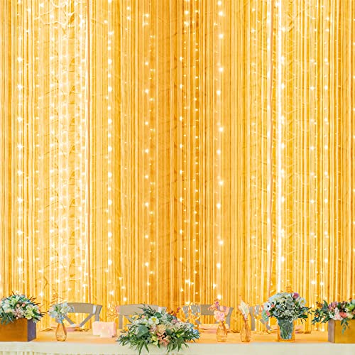300 LED Curtain String Lights 8 Modes Warm White S7154