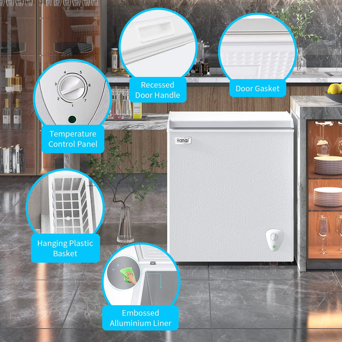 3.5 Cu.ft White Chest Freezer Q554