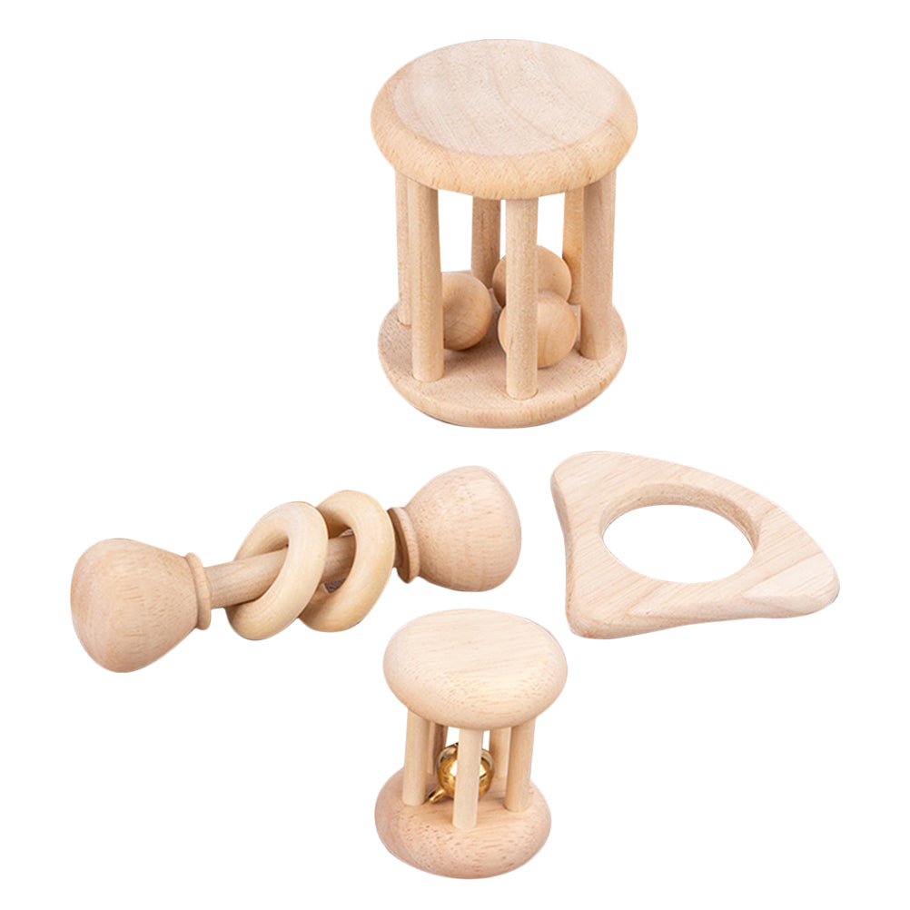 4 Pcs Wooden Baby Wrist Rattles Z15709