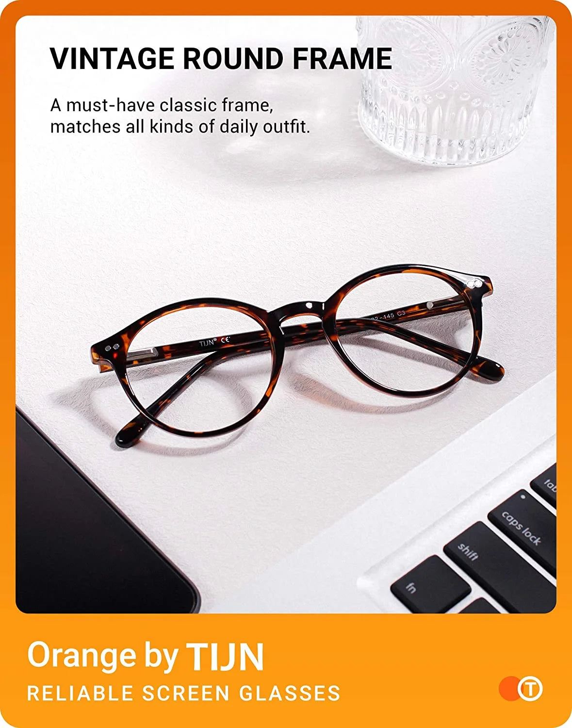 Blue Light Blocking Glasses Thick Round Rim Frame Eyeglasses D1356