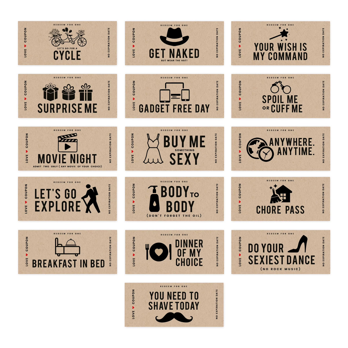 16-Pk Kraft Brown Love Coupons R506272