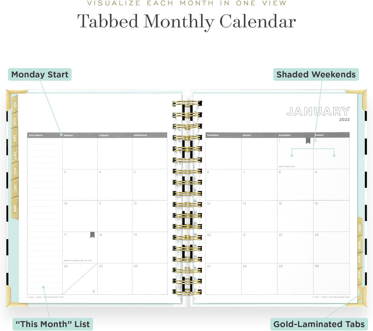Black Stripe Spiral Bound Daily Planner F147248