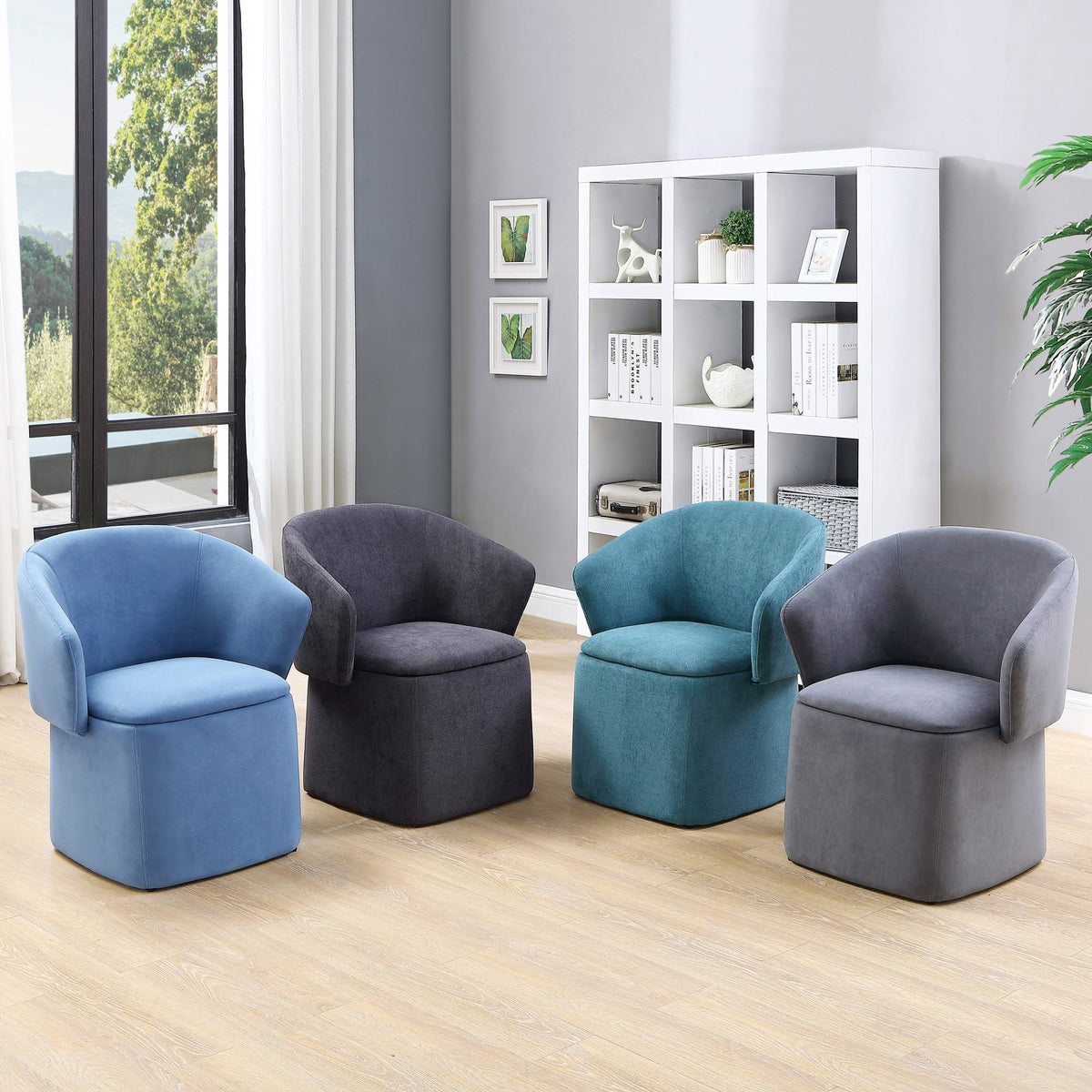 Blue Chair & Ottoman Set A925
