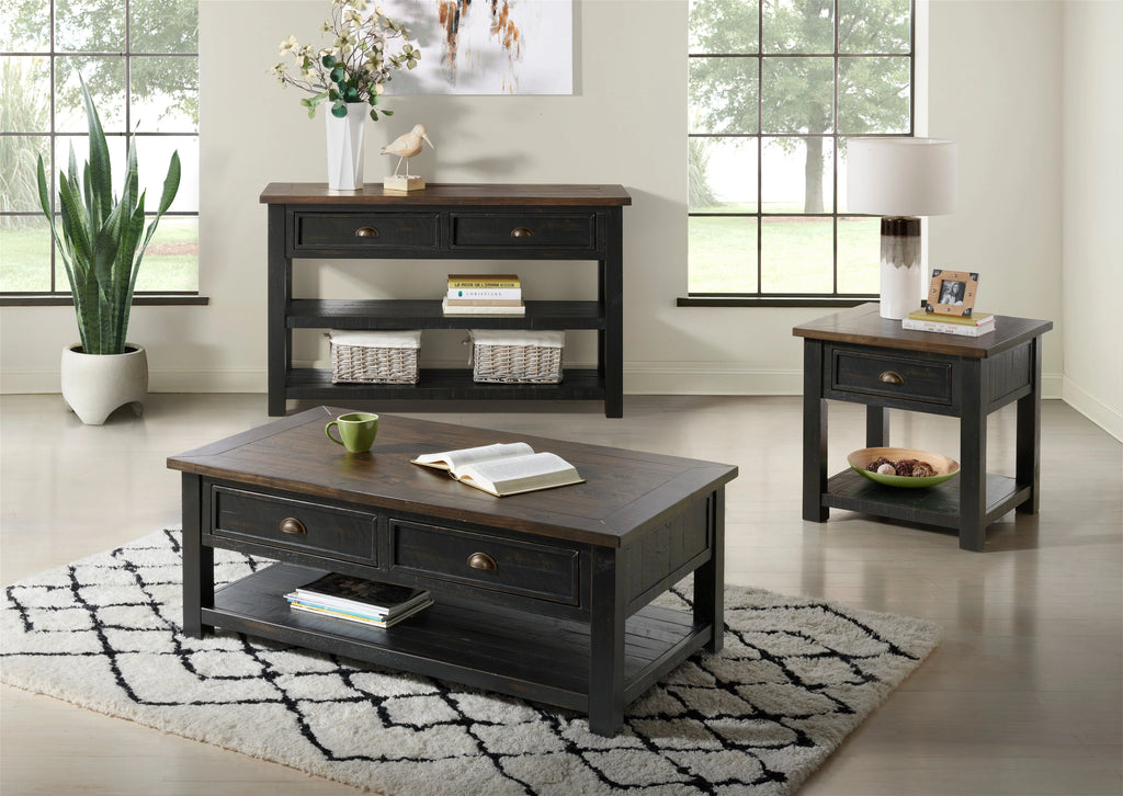 Cream White and Brown End Table J636188
