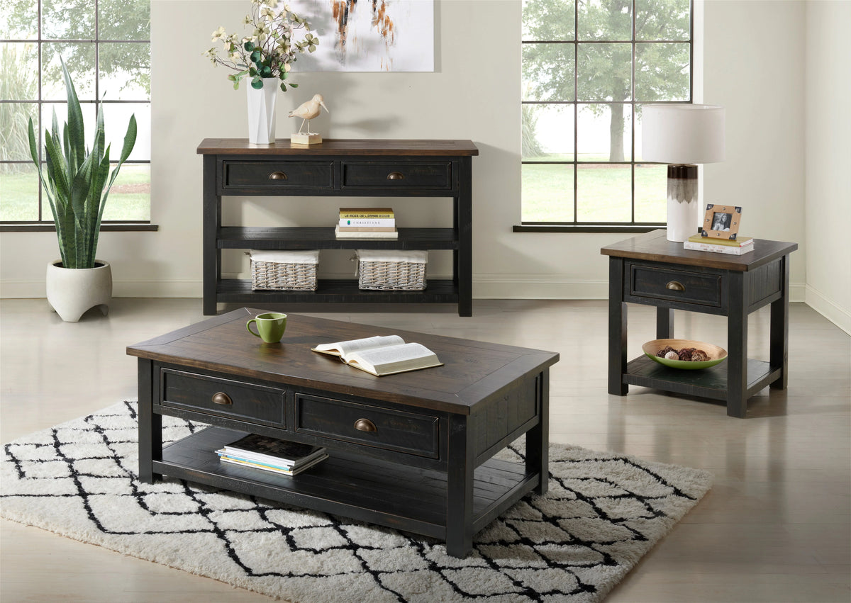 Cream White and Brown End Table J636188
