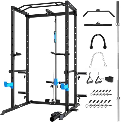 Power Cage with J-Hooks, Dip Handles, Landmine Attachment M3236